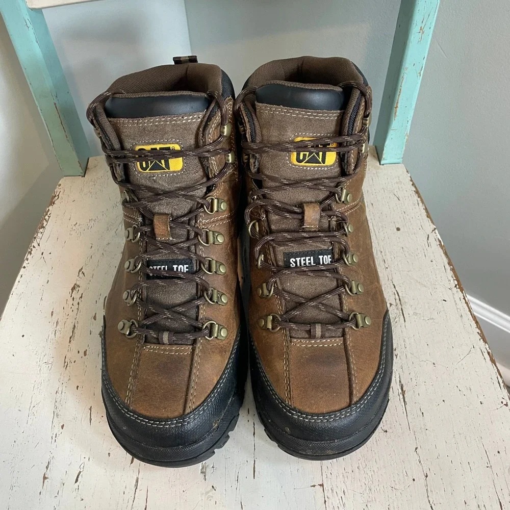 Caterpillar Threshold Steel Toe Waterproof Work Boots Mens 13 Brown P90935 CAT